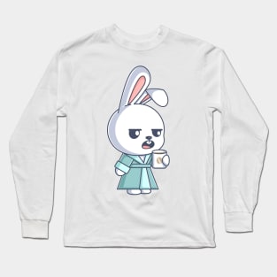 Bunny drinking coffee in the morning Long Sleeve T-Shirt